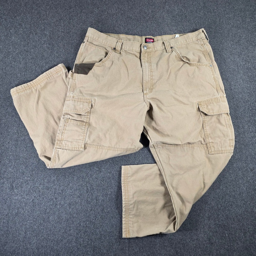 Wrangler Workwear Men's Tan Cargo Ripstop Pants Utility Work Pants‎ Size 40x30